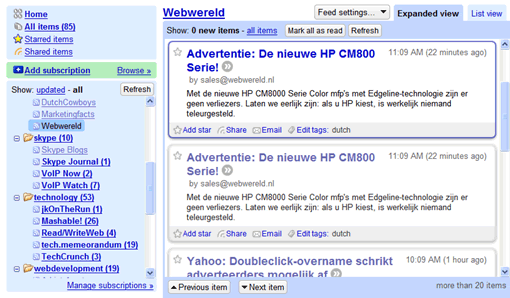 Webwereld RSS advertentie