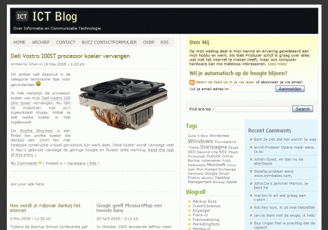 Screenshot van nieuw WordPress template voor ICT Blog
